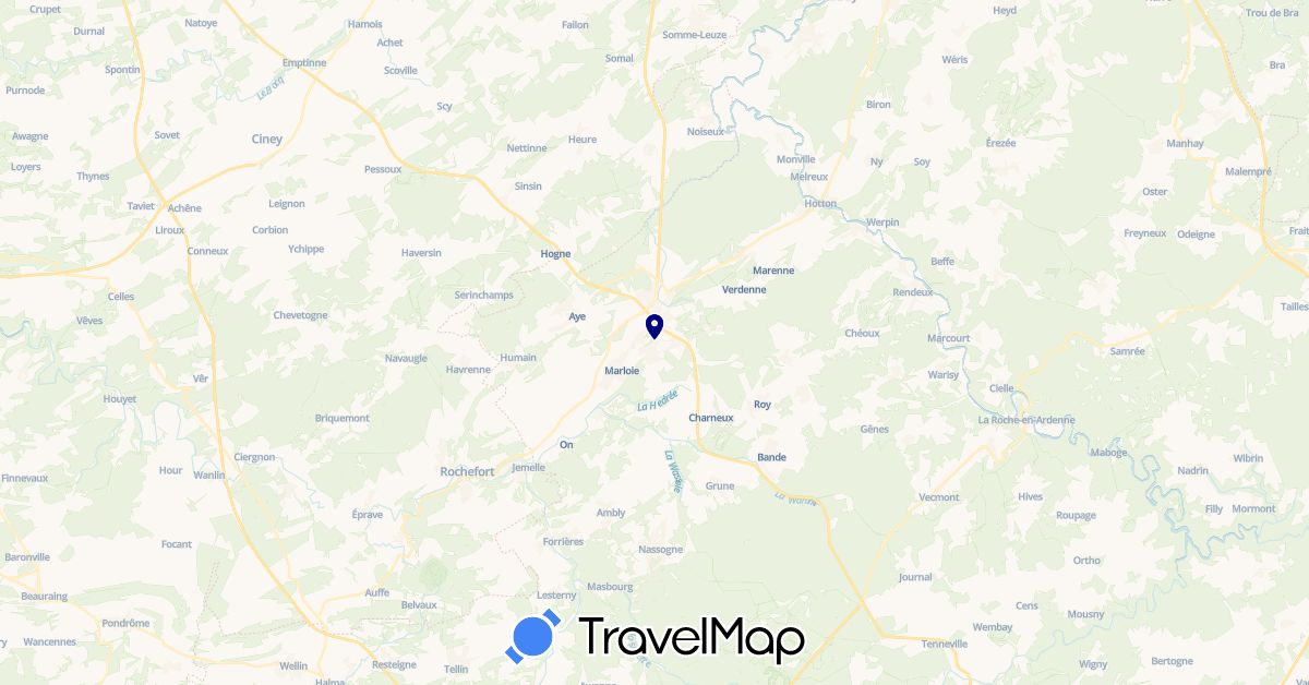 TravelMap itinerary: driving in Belgium (Europe)